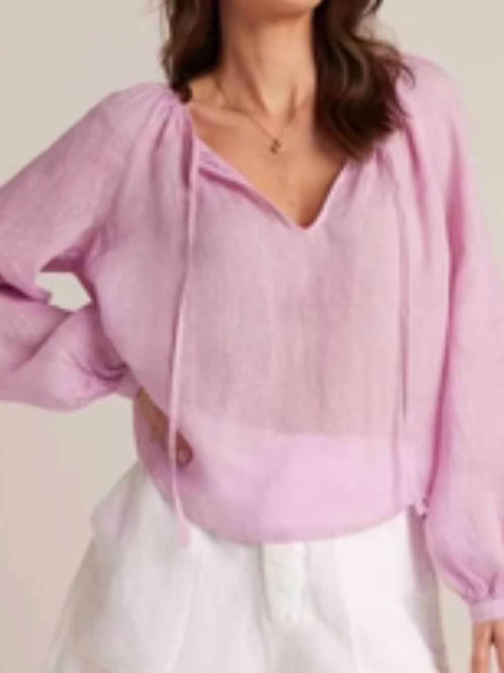 Light Pink V-Neck Long Sleeve Women's Top